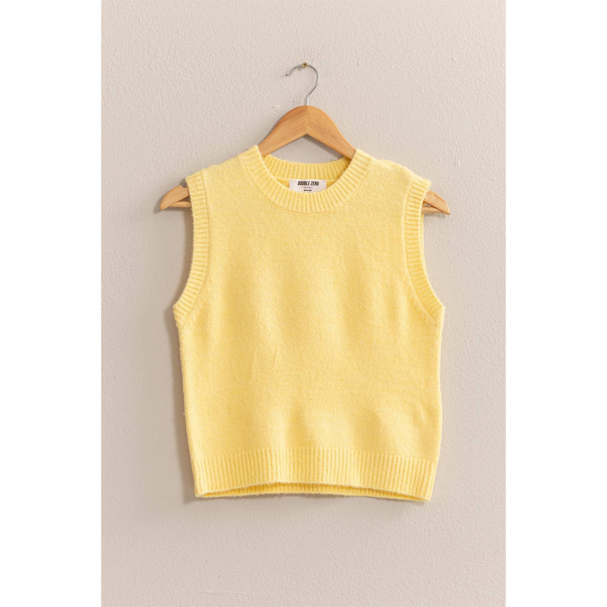 Yellow Sleeveless Sweater Top Product Image