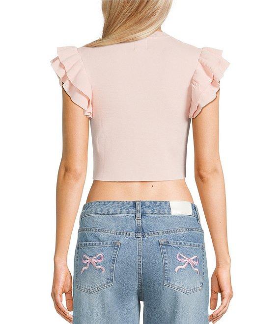 KatieJNYC Crew Neck Isla Ruffle Sleeve Top Product Image