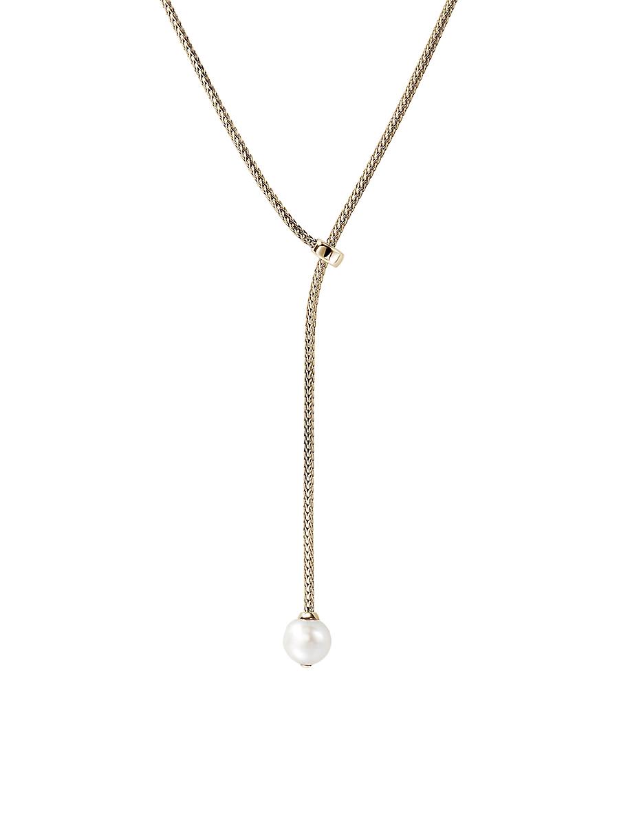 Womens JH Essentials 14K Yellow Gold & Cultured Freshwater Pearl Lariat Necklace Product Image