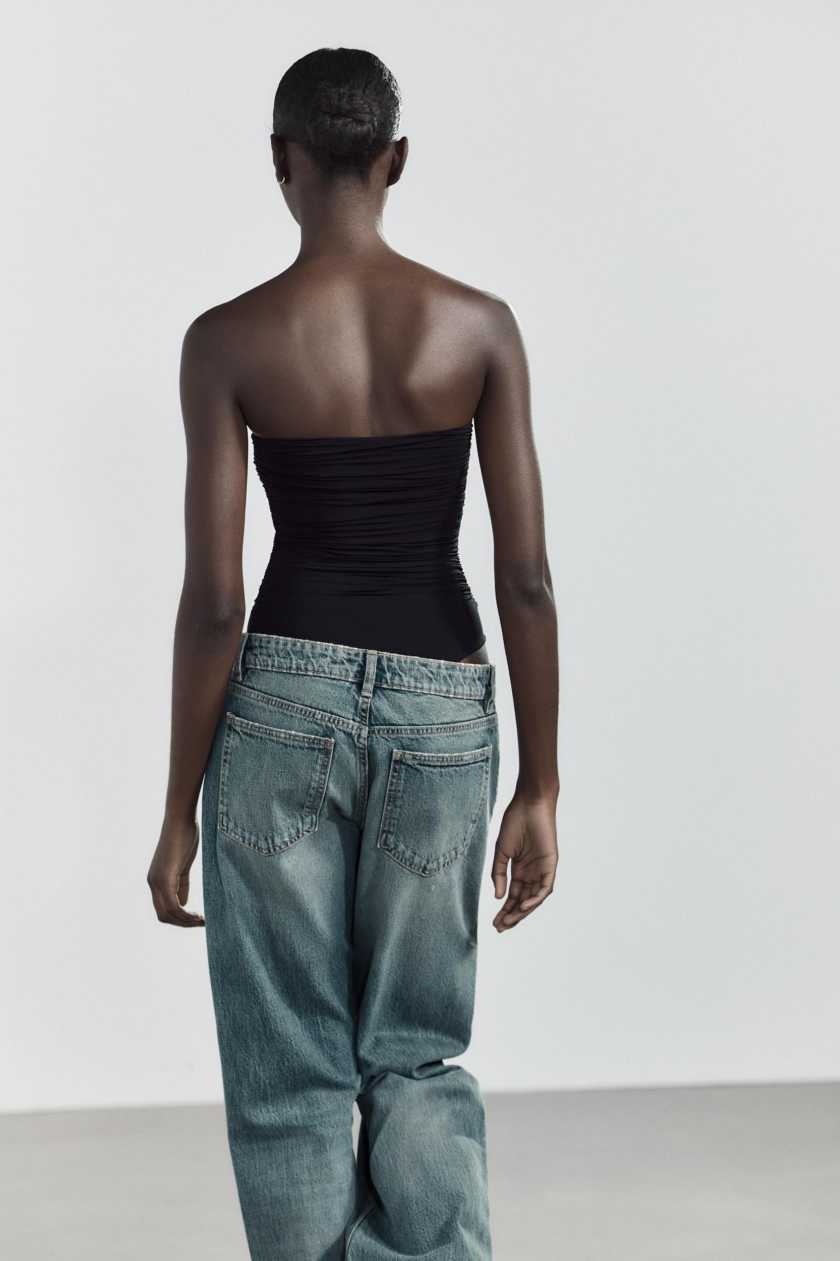 RUCHED POLYAMIDE BANDEAU BODYSUIT Product Image