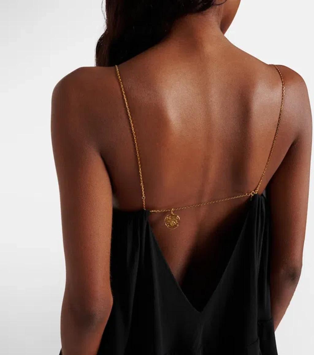CHLOÉ Open-back Embellished Tiered Silk-georgette Maxi Dress In Black Product Image