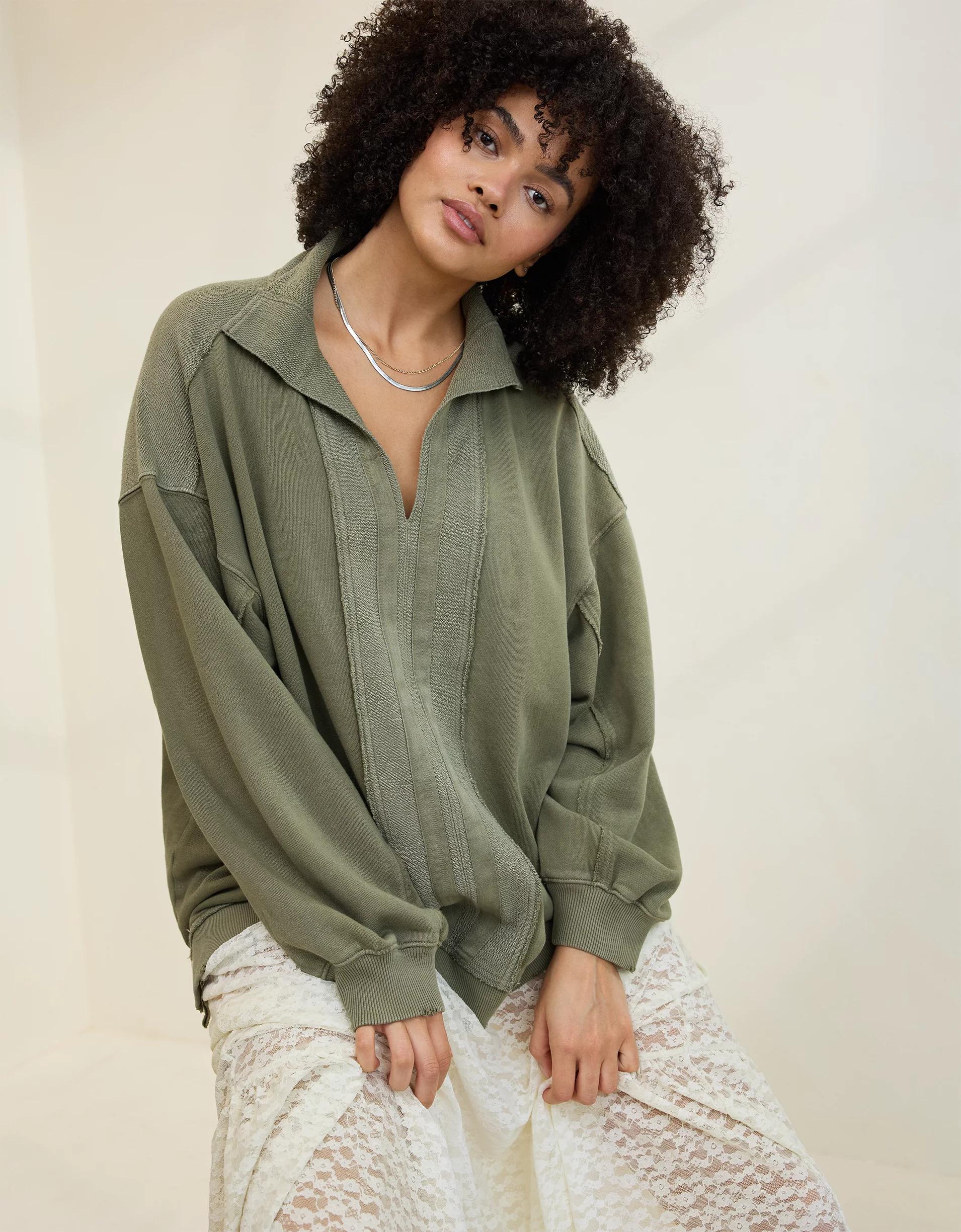 Aerie Starry Skies Open Neck Sweatshirt Product Image