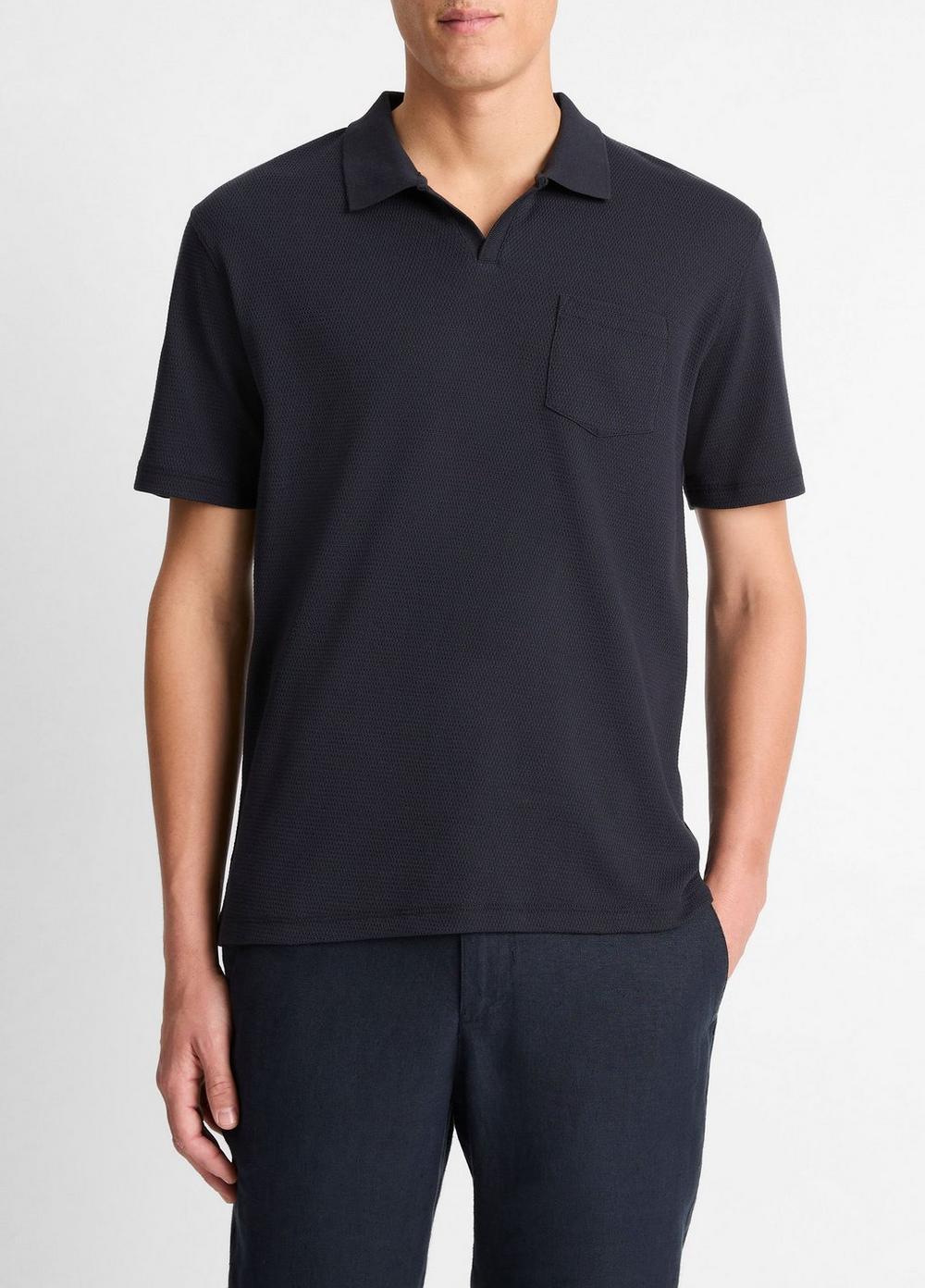 Cotton-Blend Johnny-Collar Polo Shirt Product Image
