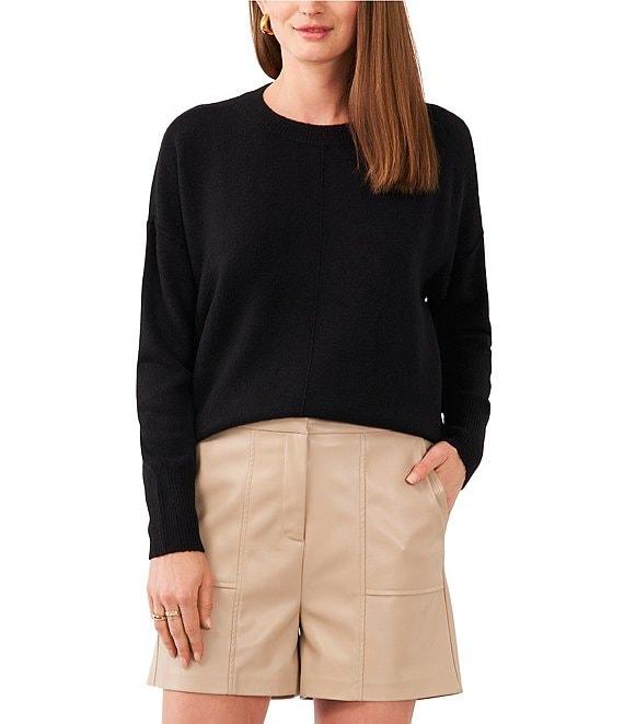 Vince Camuto Crew Neck Long Sleeve Extended Shoulder Seamed Cozy Statement Sweater Product Image