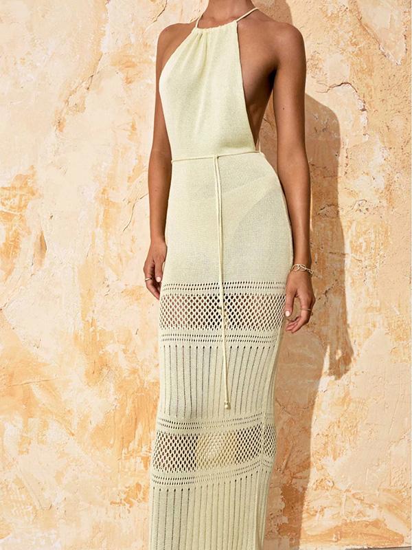 Knitted Cutout Backless Cover-up Dress Product Image