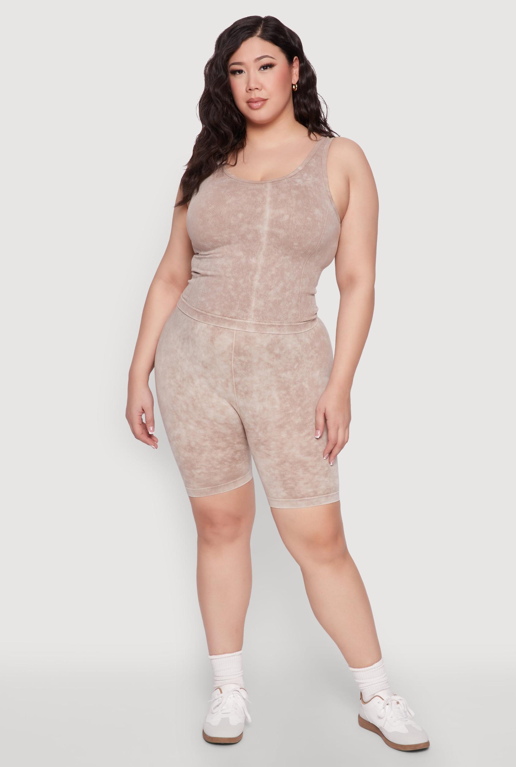 Womens Plus Size Mineral Wash Seamless Biker Shorts Product Image