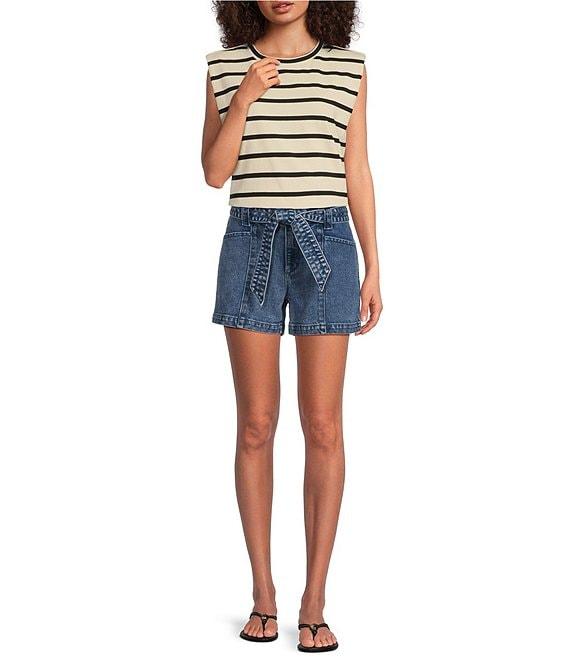 Gibson & Latimer Stripe Knit Crew Neck Sleeveless Muscle Tee Shirt Product Image