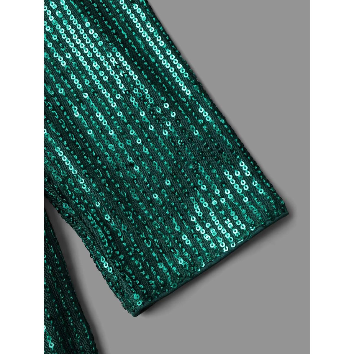 Plus Size Sequin Patchwork Velvet Tie Knot Dress Teal Women Cocktail Tie knot Party Curvy Bloomchic 12/L Product Image