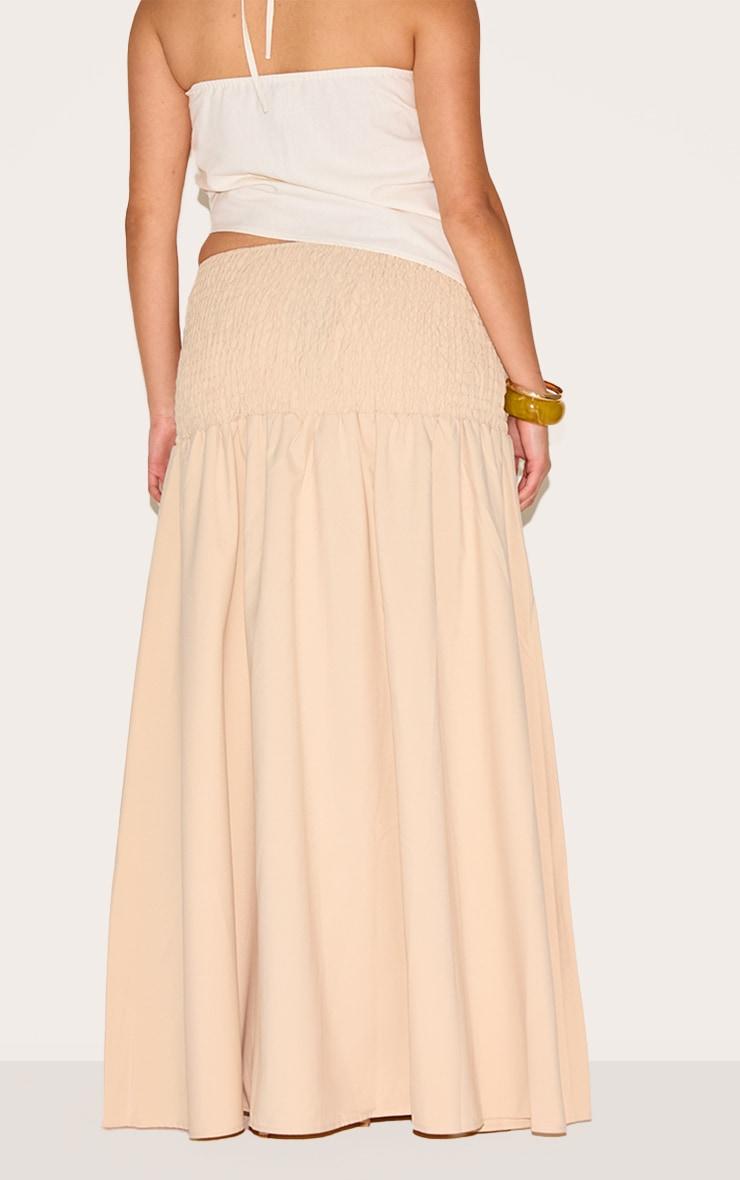 Plus Stone Shirred Waist Cotton Poplin Maxi Skirt Product Image
