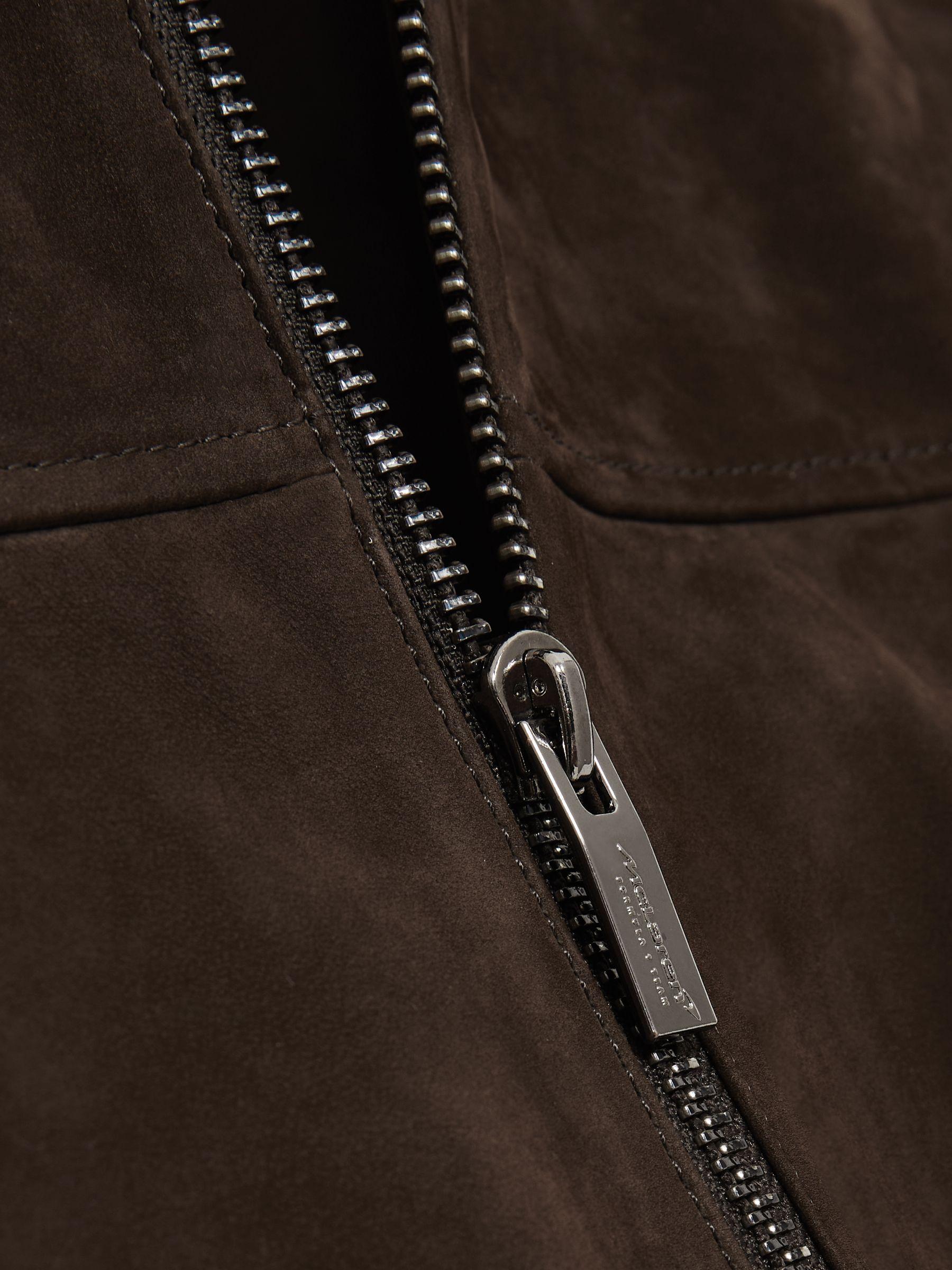 McLaren F1 Team Suede Bomber Jacket in Chocolate Brown Product Image