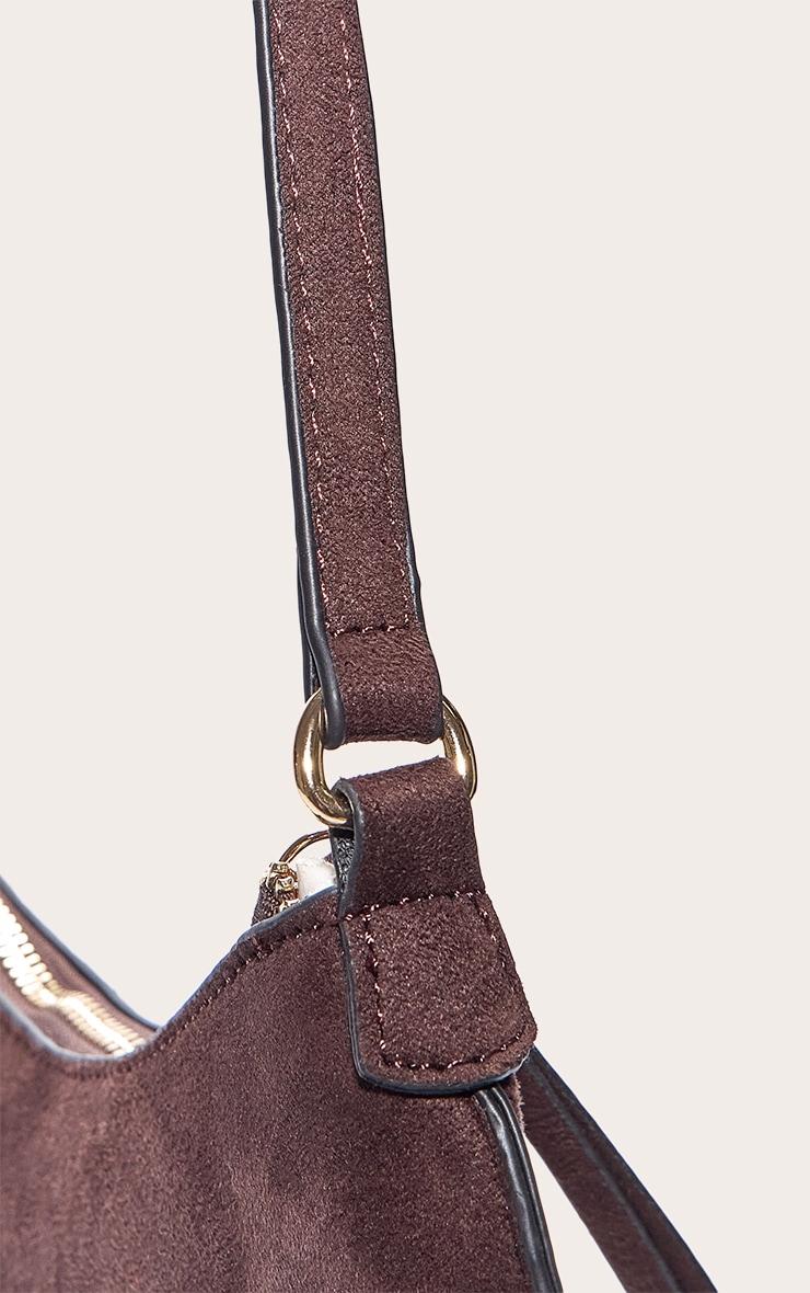  Chocolate Faux Suede Baguette Shoulder Bag Product Image