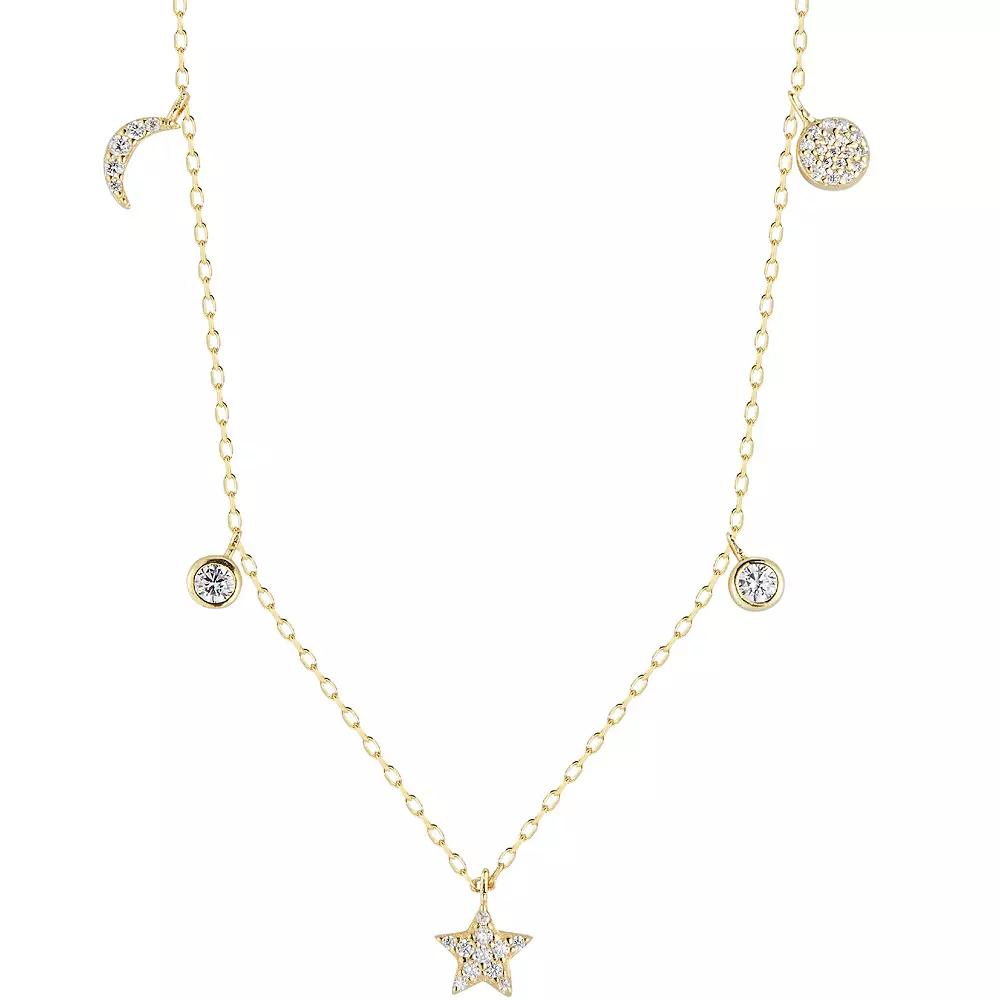 Sunkissed Sterling Cubic Zirconia Celestial Charm Necklace, Women's, Size: 16", Gold Tone Product Image