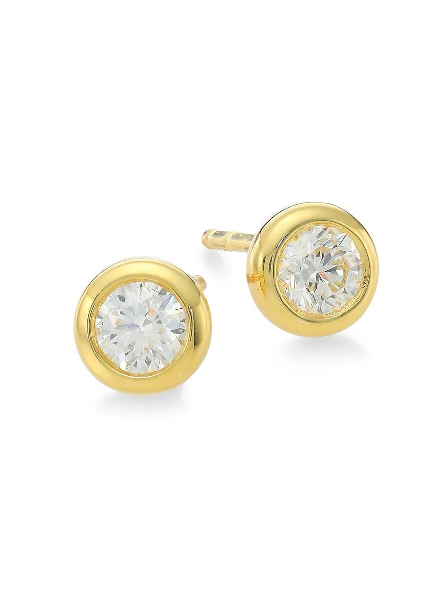 Womens Tiny Treasures 18K Yellow Gold & 0.50 TCW Diamond Bezel Stud Earrings Product Image