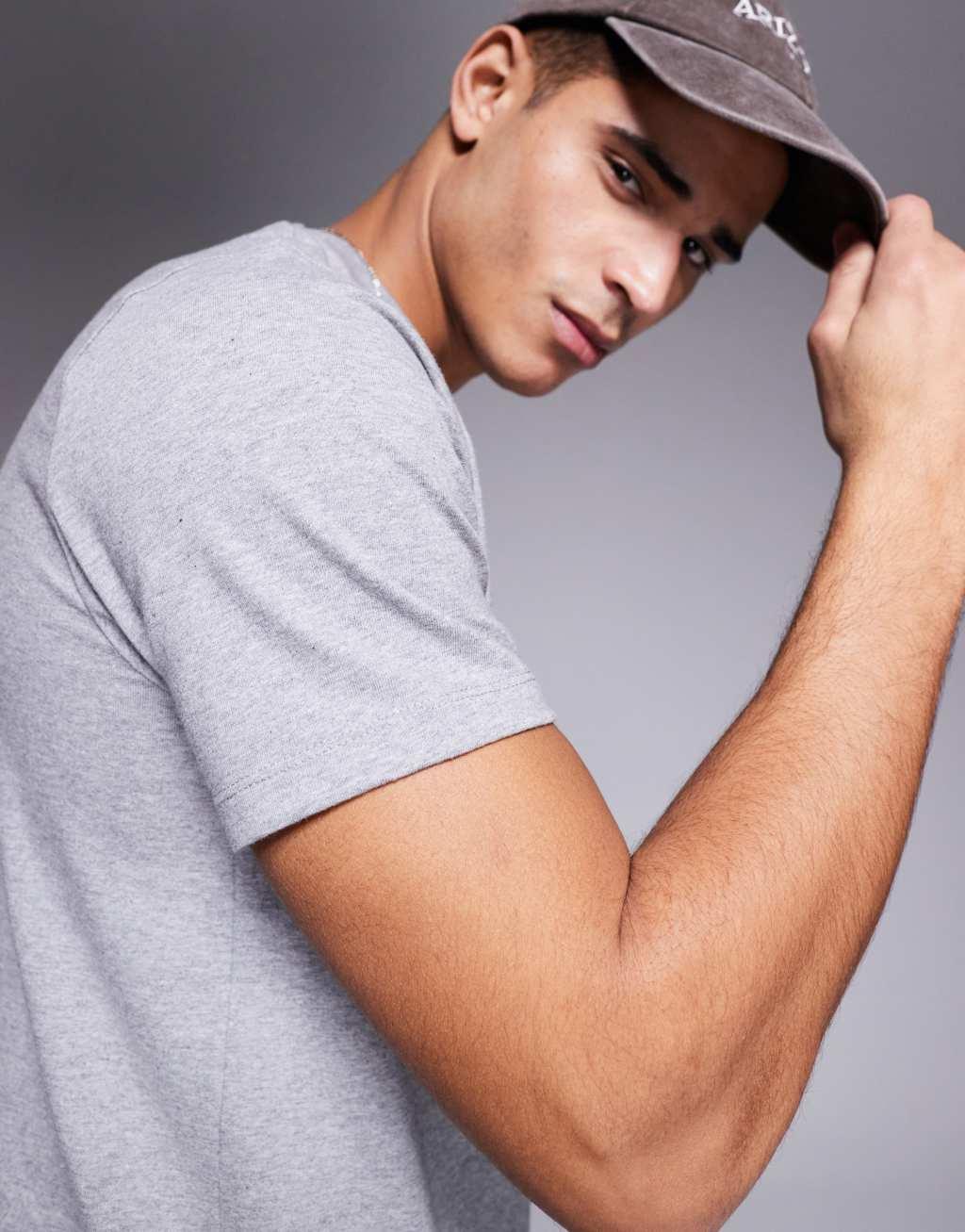 ASOS DESIGN essential crew neck t-shirt in heather gray | ASOS Product Image