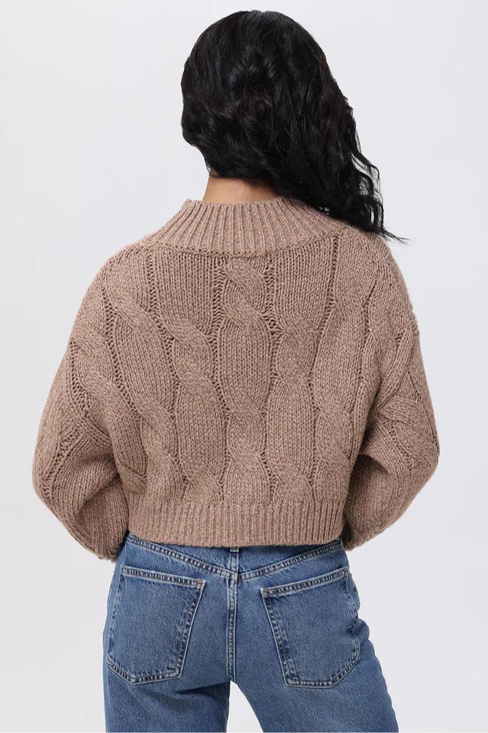 Lola - Metallic Cable Knit Crop Sweater Product Image