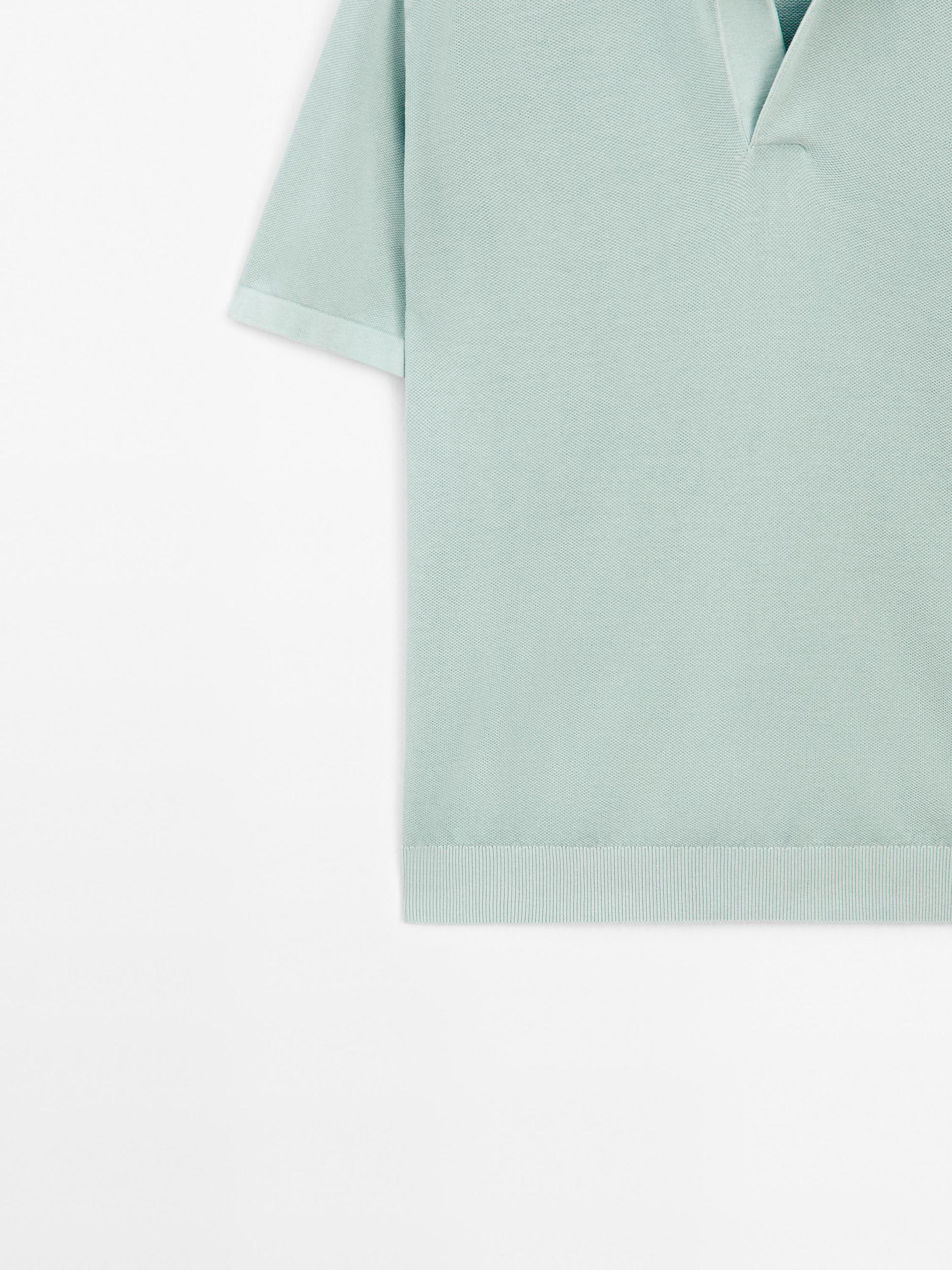 Knit V-neck polo shirt Product Image