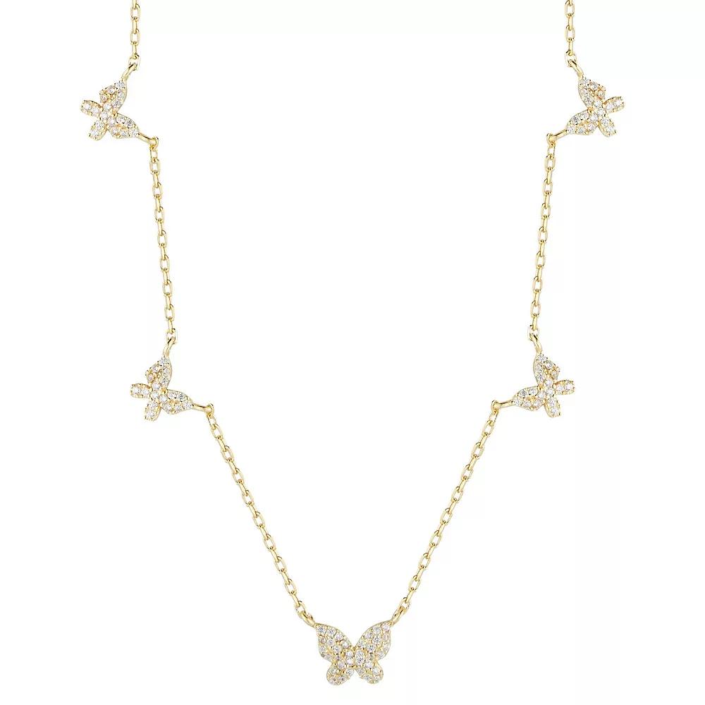 Sunkissed Sterling Cubic Zirconia Butterfly Collar Necklace, Womens Silver Tone Product Image