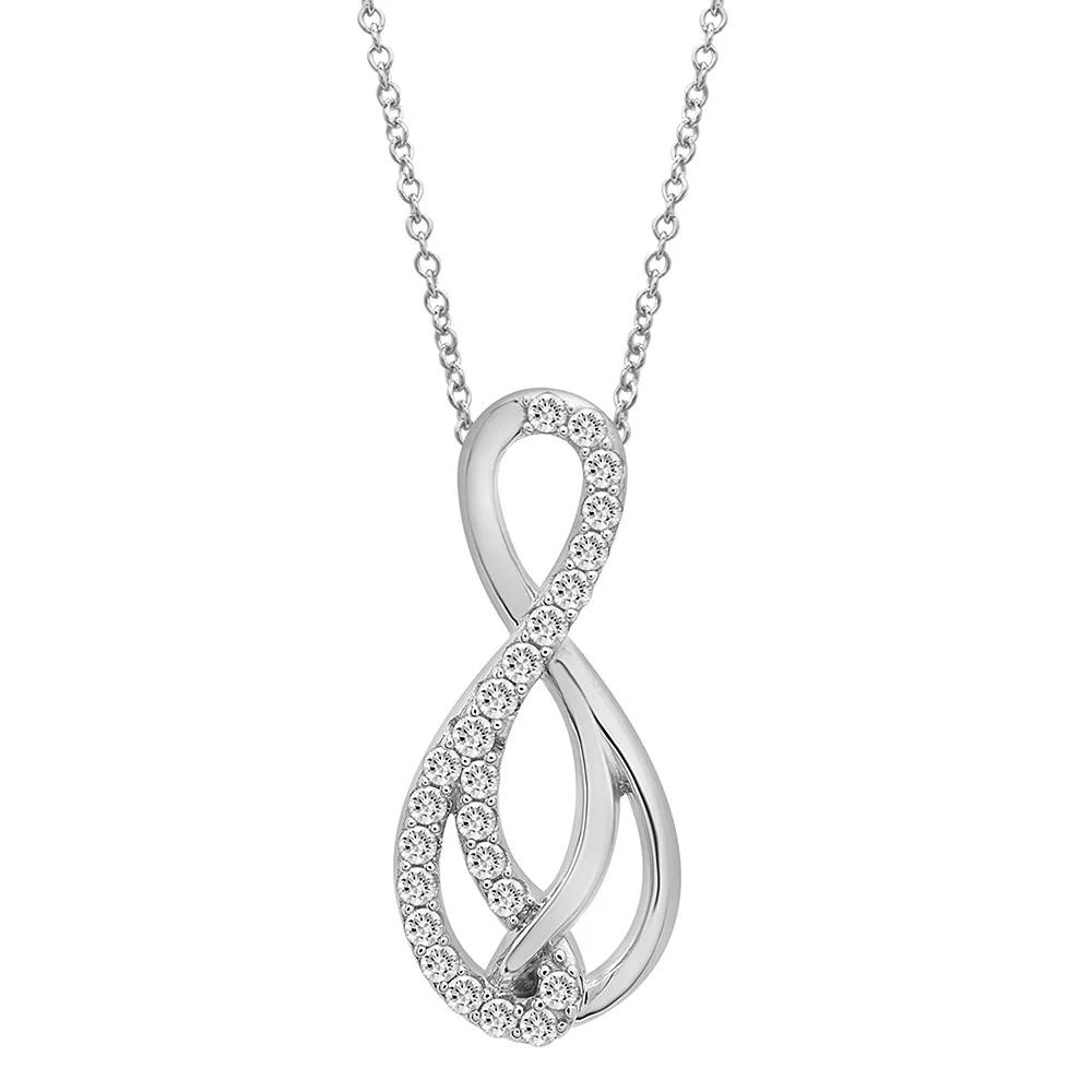 Sterling Silver 1/4 Carat T.W. Diamond Infinity Pendant Necklace, Women's, Size: 18" Product Image
