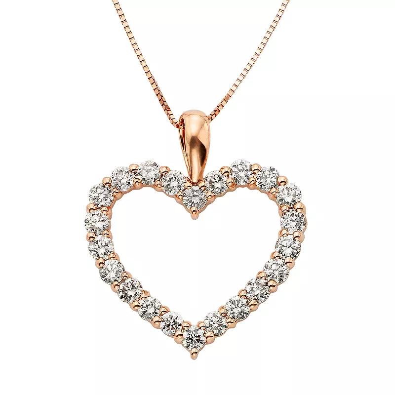 The Regal Collection 1 Carat T.W. IGL Certified Diamond 14k Gold Heart Pendant Necklace, Women's, Size: 18", White Product Image