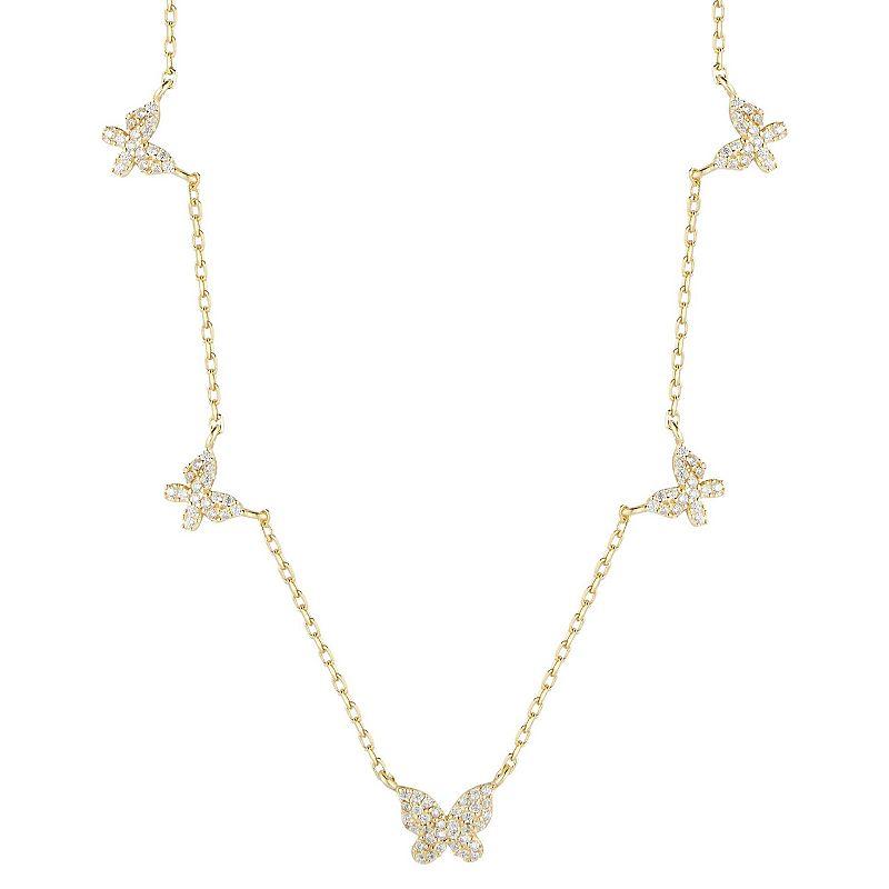 Sunkissed Sterling Cubic Zirconia Butterfly Collar Necklace, Womens Silver Tone Product Image