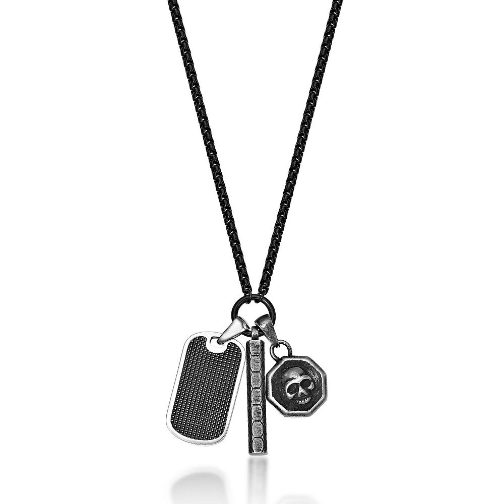 LYNX Men's Stainless Steel Multi-Pendant Necklace, Size: 24" Product Image
