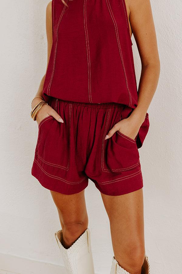 Soho Sunset High Waist Shorts in Wine Product Image