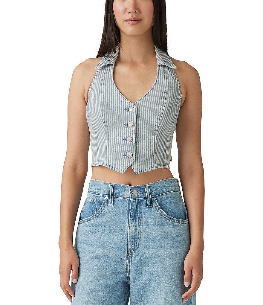 Levi's® Striped Corset Denim Halter Top Product Image