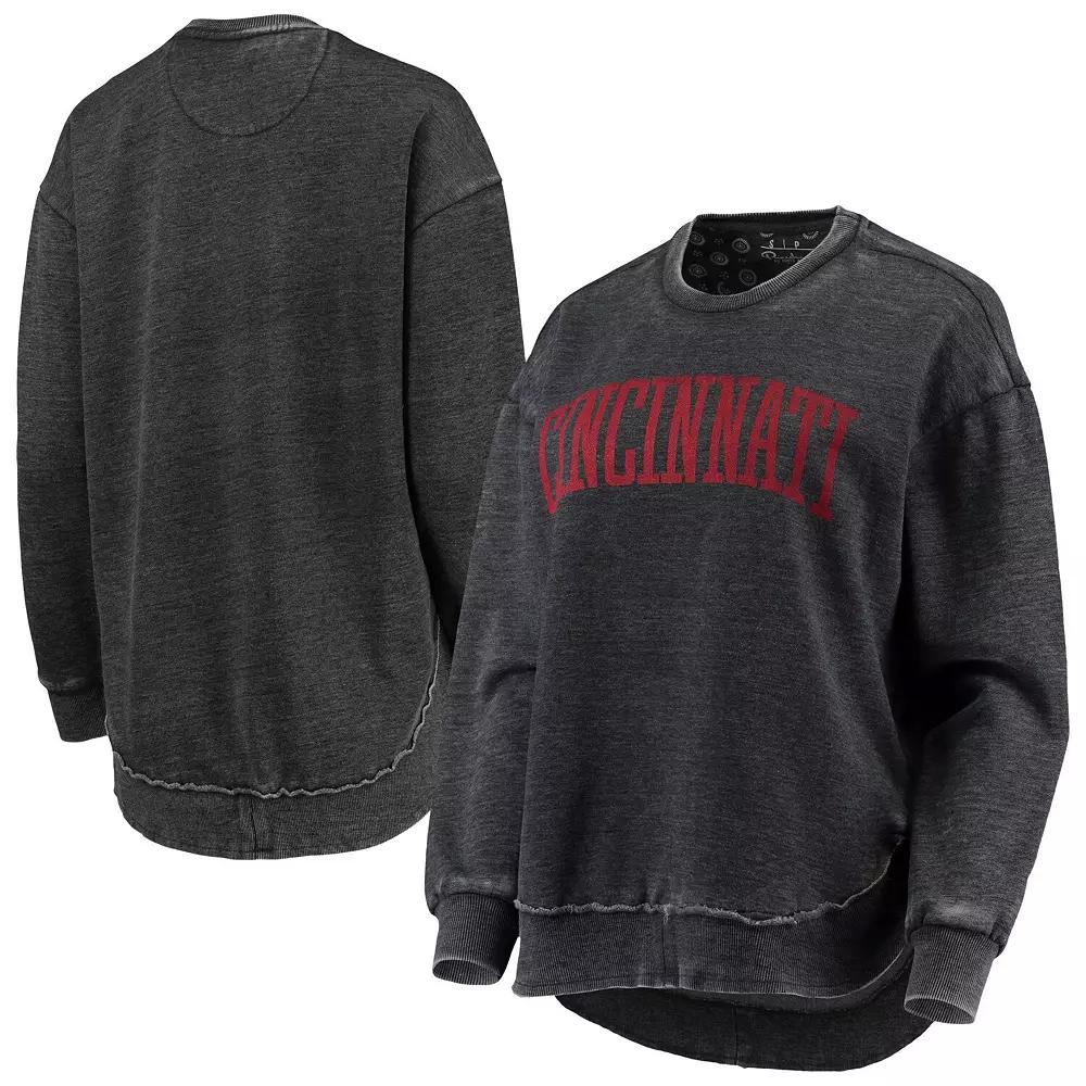 Women's Pressbox Black Cincinnati Bearcats Vintage Wash Pullover Sweatshirt,  Product Image