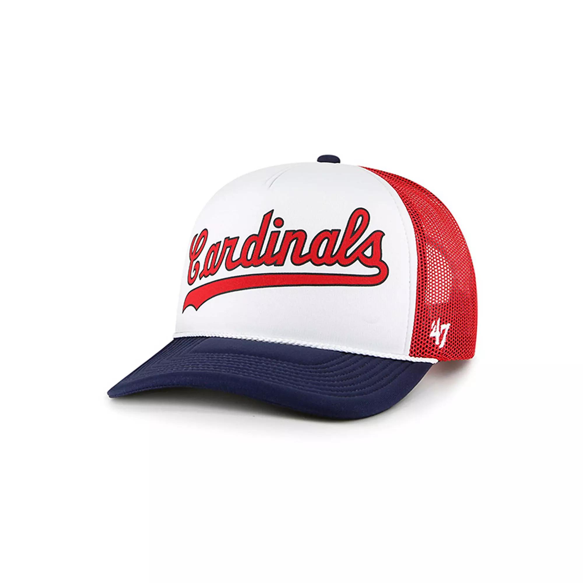 Men's '47 White St. Louis Cardinals Foam Front Script Trucker Snapback Hat Product Image