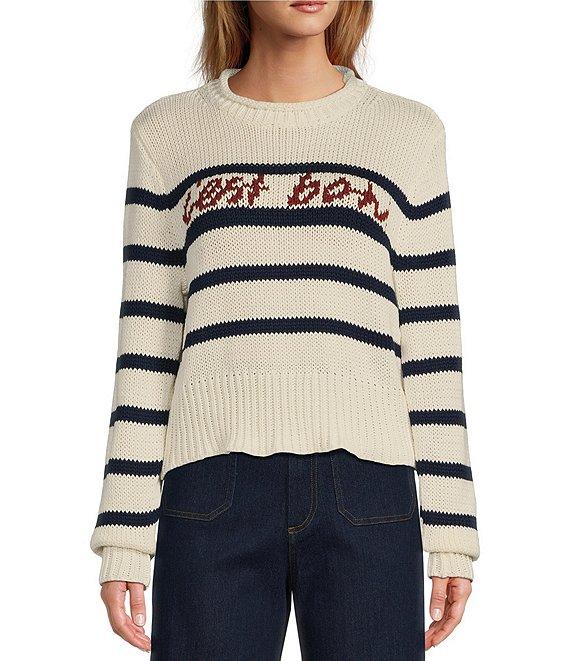 En Saison Helena Knit Stripe #double;C'est Bon#double; Crew Neck Long Sleeve Sweater Product Image