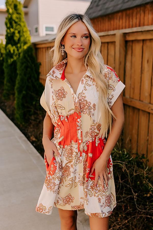 Cruise Ready Floral Mini Dress in Tangerine Product Image