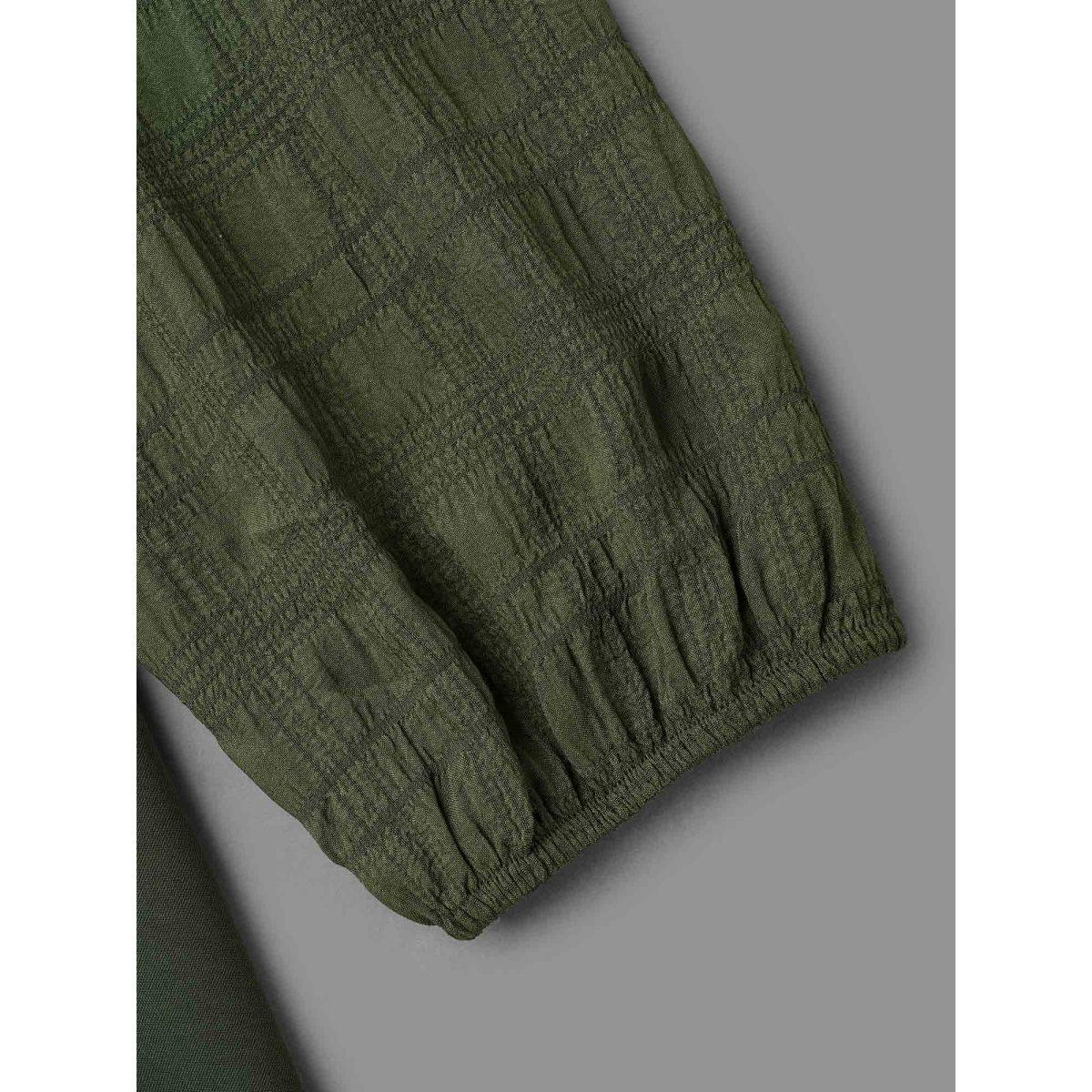 Plus Size V-Neck Splicing Textured Knit Dress ArmyGreen Women Elegant Texture Knit Dresses Bloomchic 28/5X Product Image