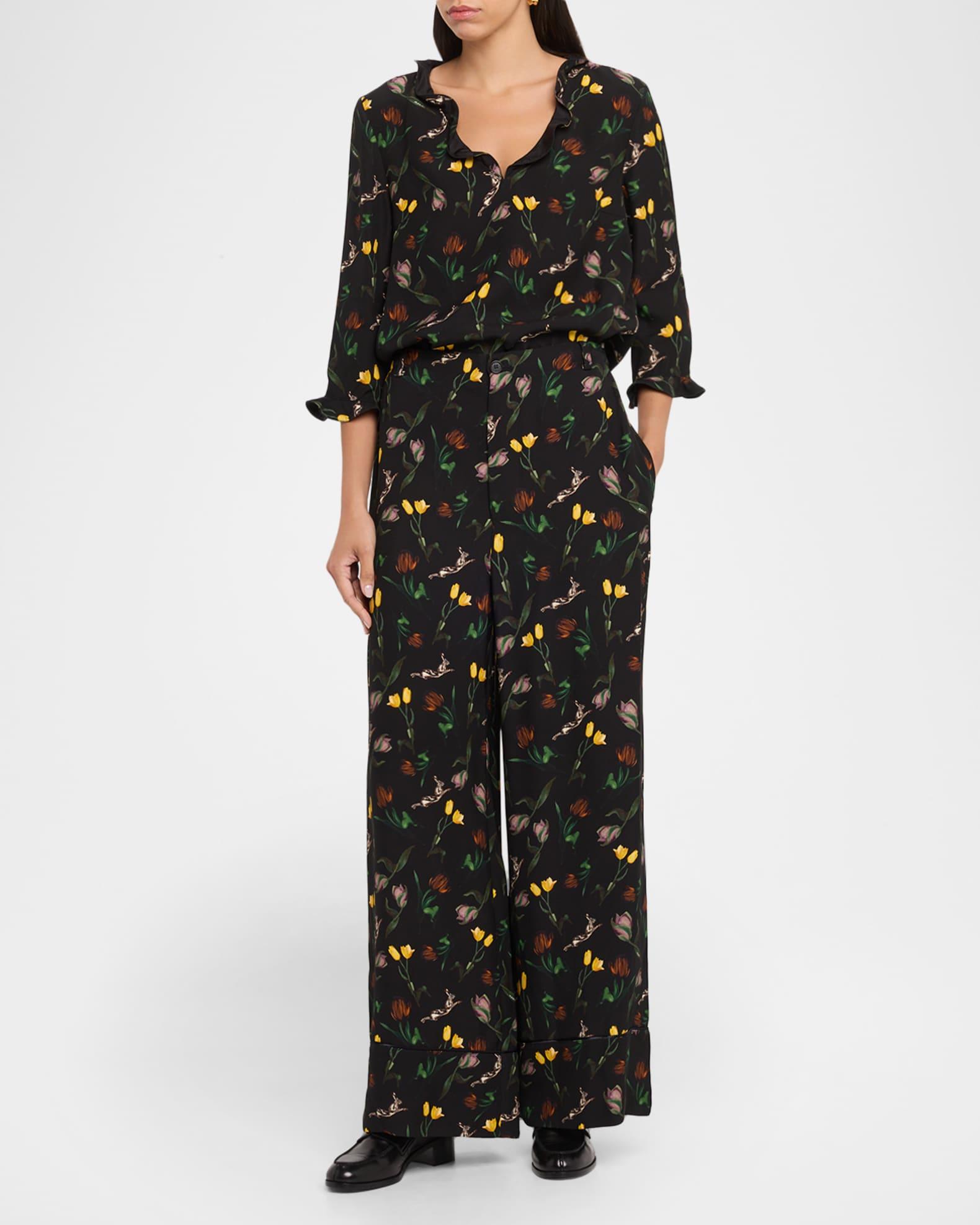 Floral Wide-Leg Trousers Product Image