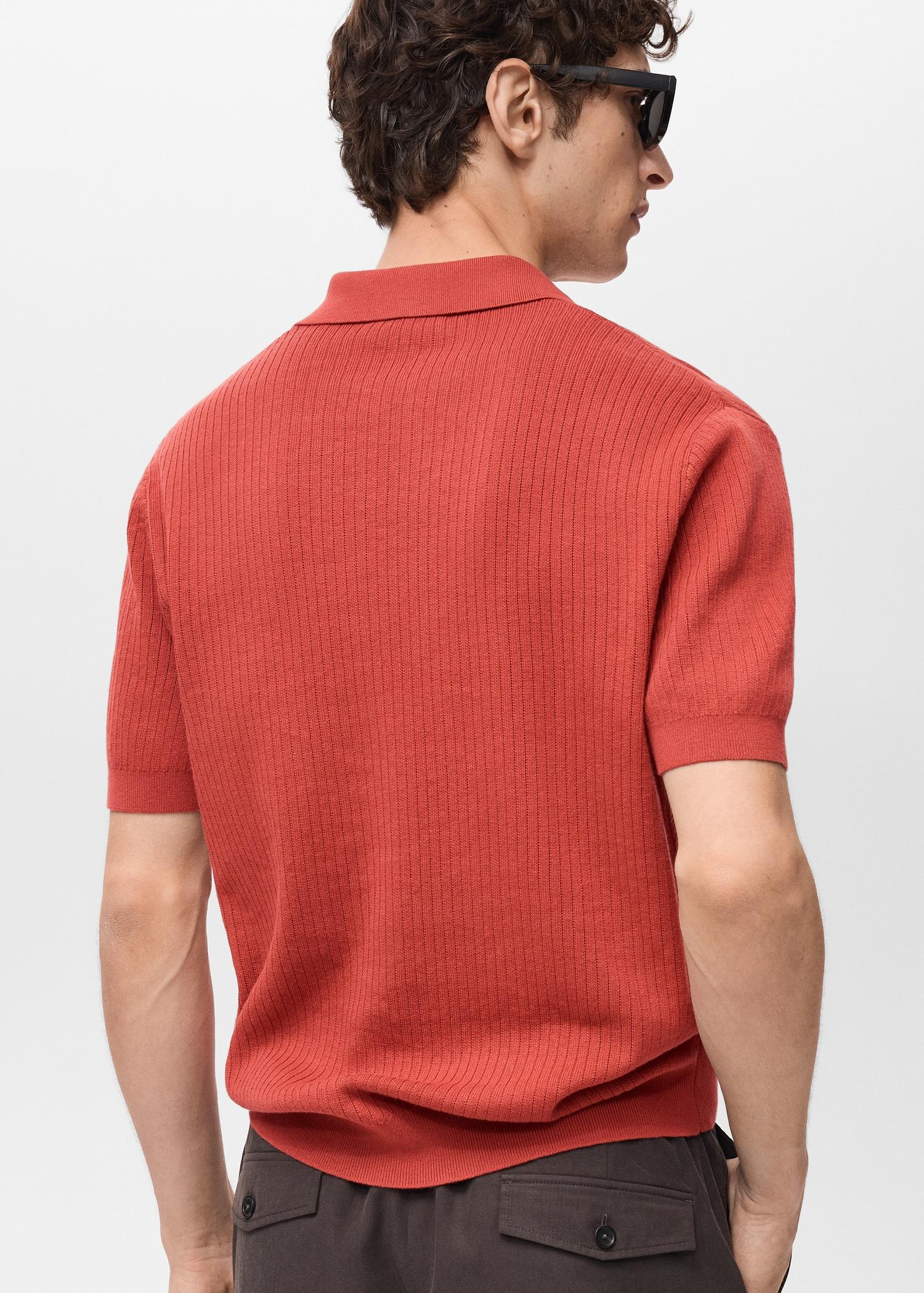 100% cotton ribbed structured polo shirt - Men | MANGO USA Product Image