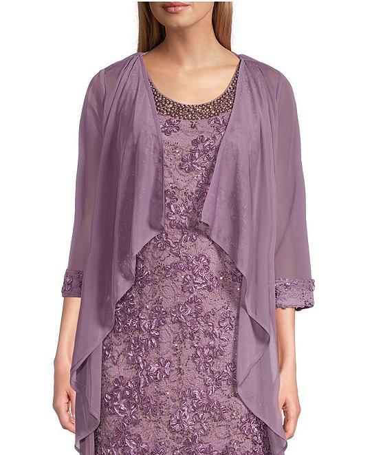 R & M Richards 3/4 Sleeve Beaded Crew Neck Lace 2-Piece Jacket Dress Product Image