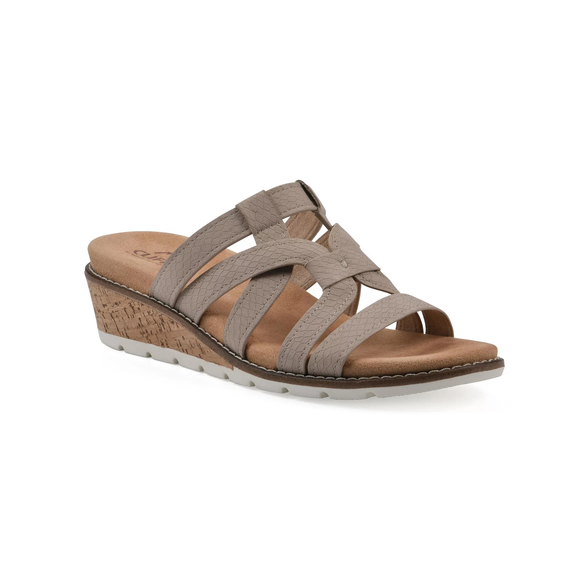 Cliffs by White Mountain Tinisha Women's Wedge Sandals, Size: 7.5, Brown Embossed Snake Product Image