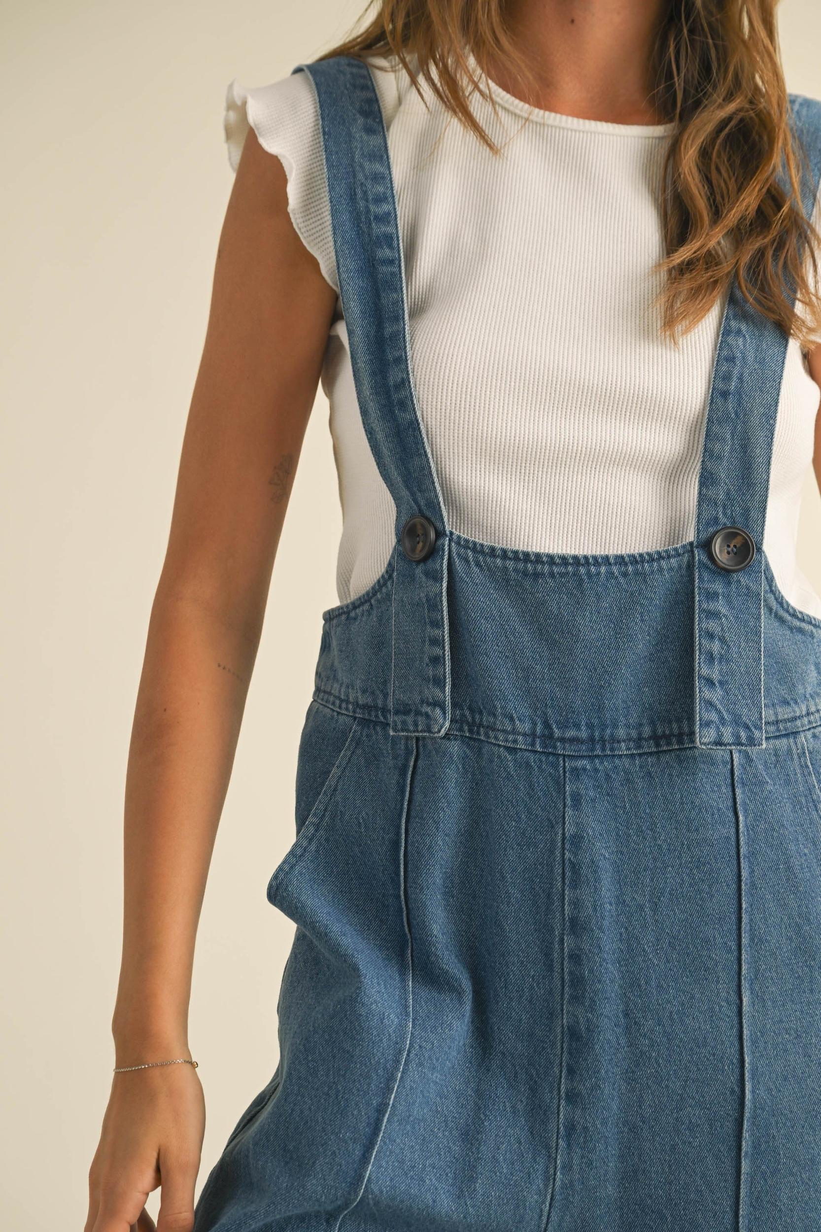 Cute Suspender Denim Jumpsuit Product Image
