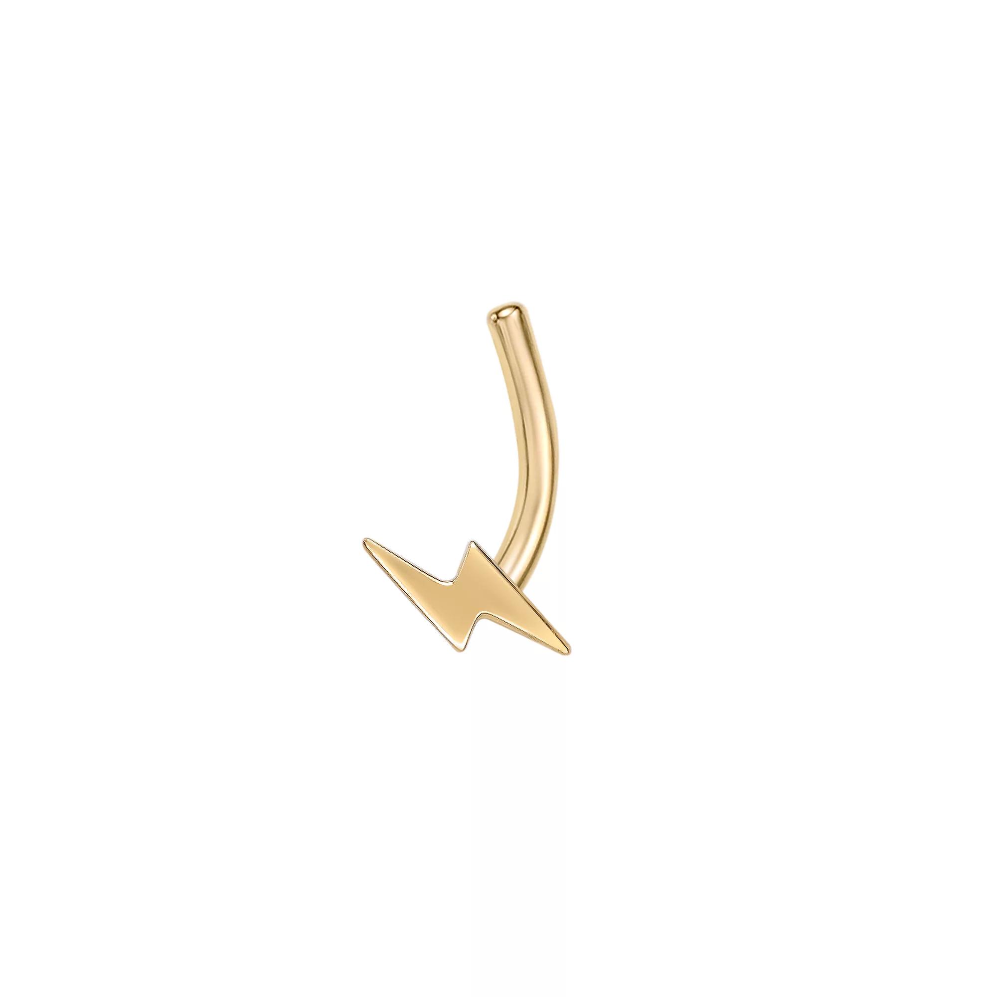 Lila Moon 14k Gold Lightning Bolt Curved Nose Stud, Women's Product Image