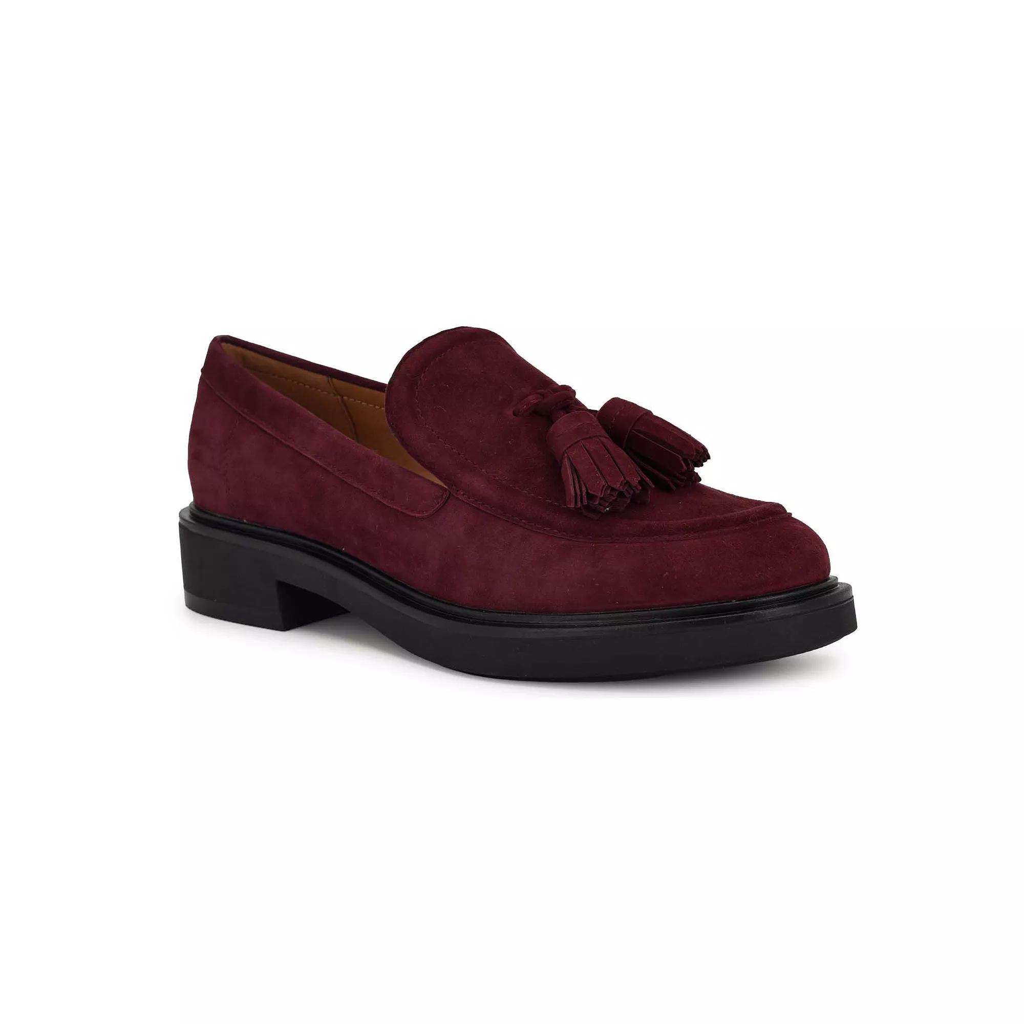 Nine West Roker Slip-On Round Toe Women's Casual Loafers, Size: 8.5, Red Suede Product Image