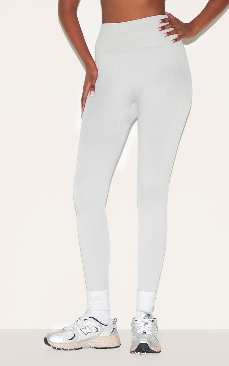 Light Grey Seamless Line Detail High Waisted Leggings Product Image