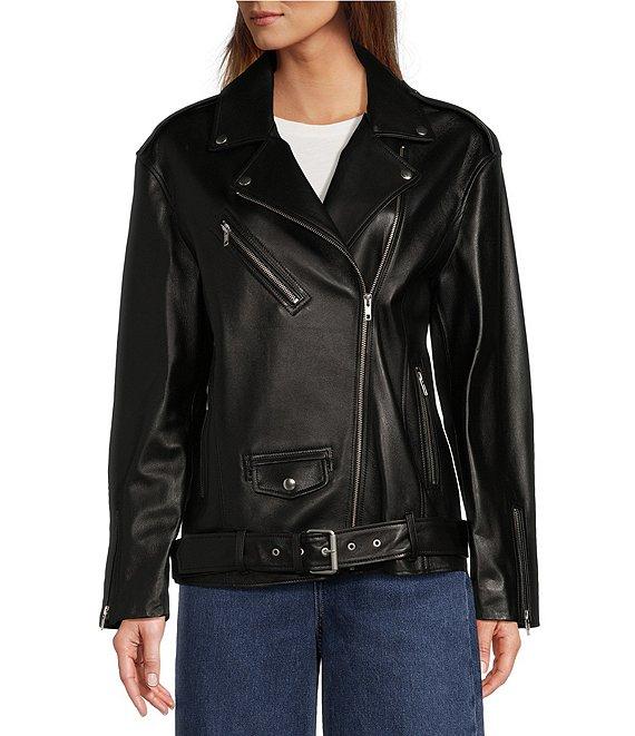 Antonio Melani Stella Genuine Leather Moto Jacket Product Image
