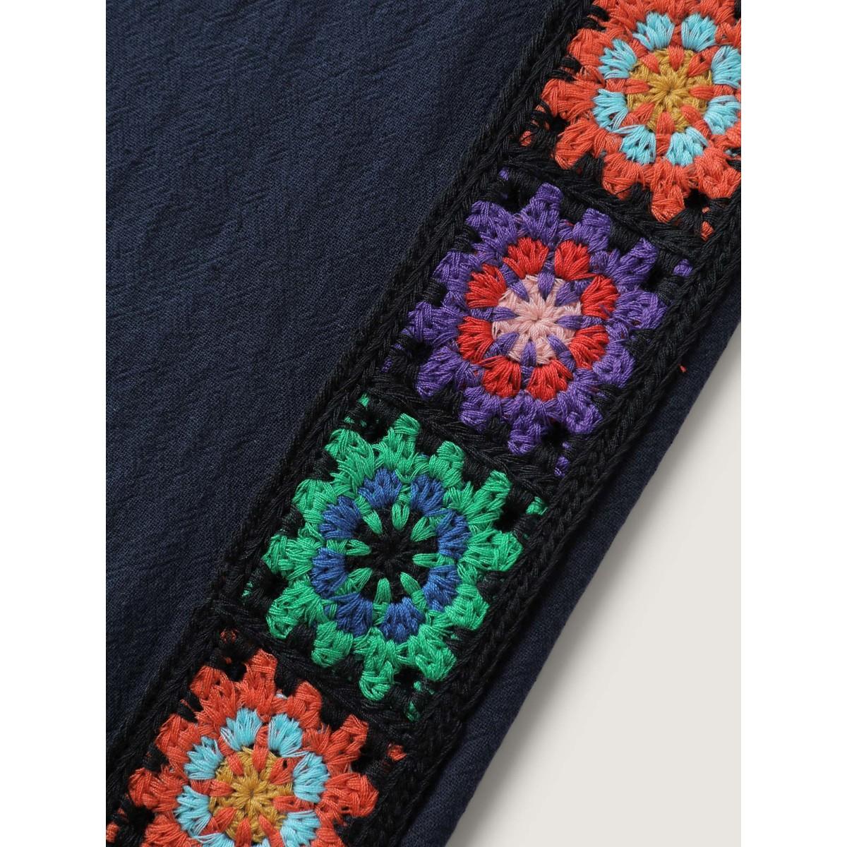 Plus Size Waist Drawstring Wide-Leg Pants Women Indigo Leisure Loose Mid Rise Casual Pants BloomChic 28/5X Product Image