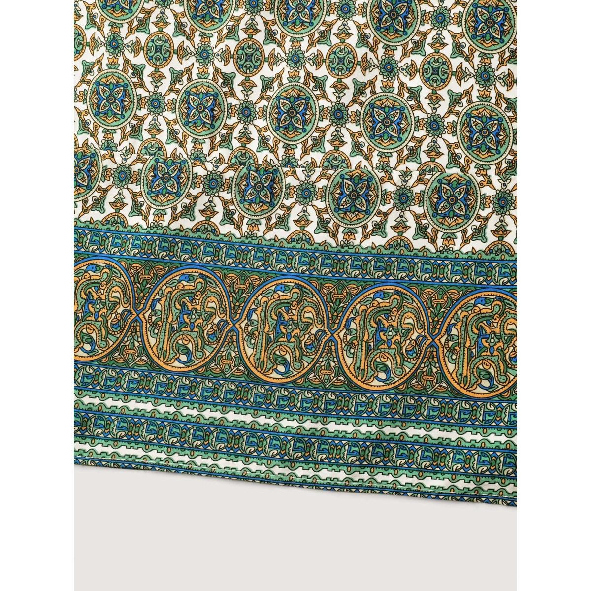 Plus Size Breezy Boho Print Stretchy Maxi Skirt Women Emerald Loose No stretch Side seam pocket Vacation Skirts BloomChic 14-16/1X Product Image