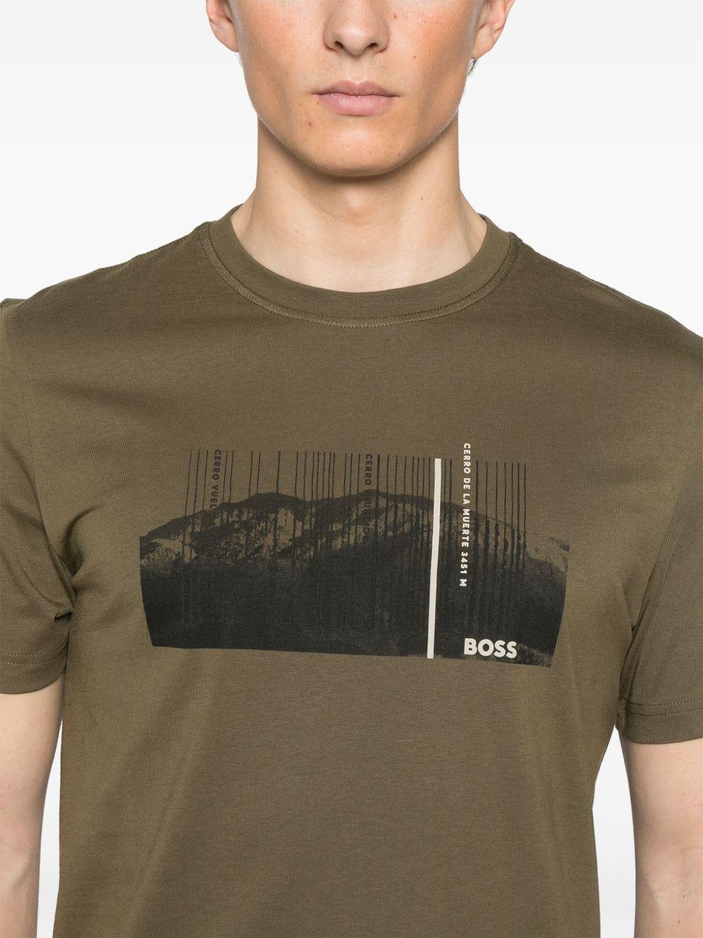 HUGO BOSS Injungle Mens Graphic Print T-shirt In Green Product Image