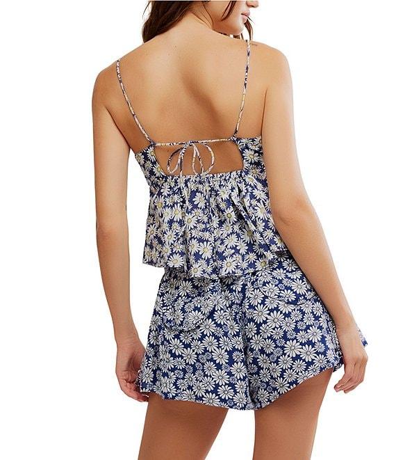 Free People Mia Ditsy Daisy Print Square Neck Sleeveless Peplum Coordinating Tank Top Product Image