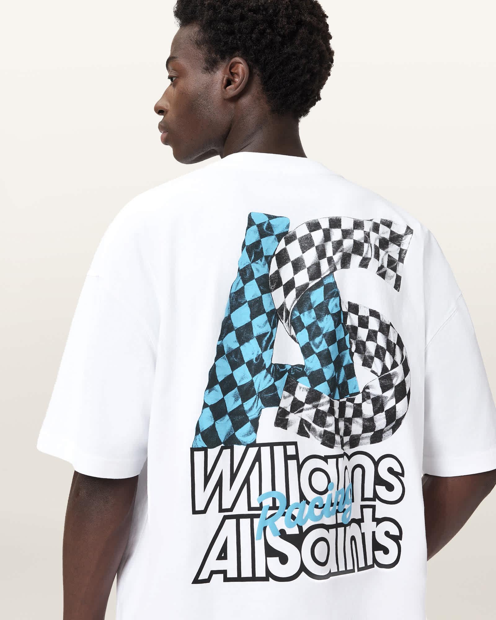 Williams X AllSaints Pole Crew Neck T-Shirt ASHEN WHITE | ALLSAINTS US Product Image