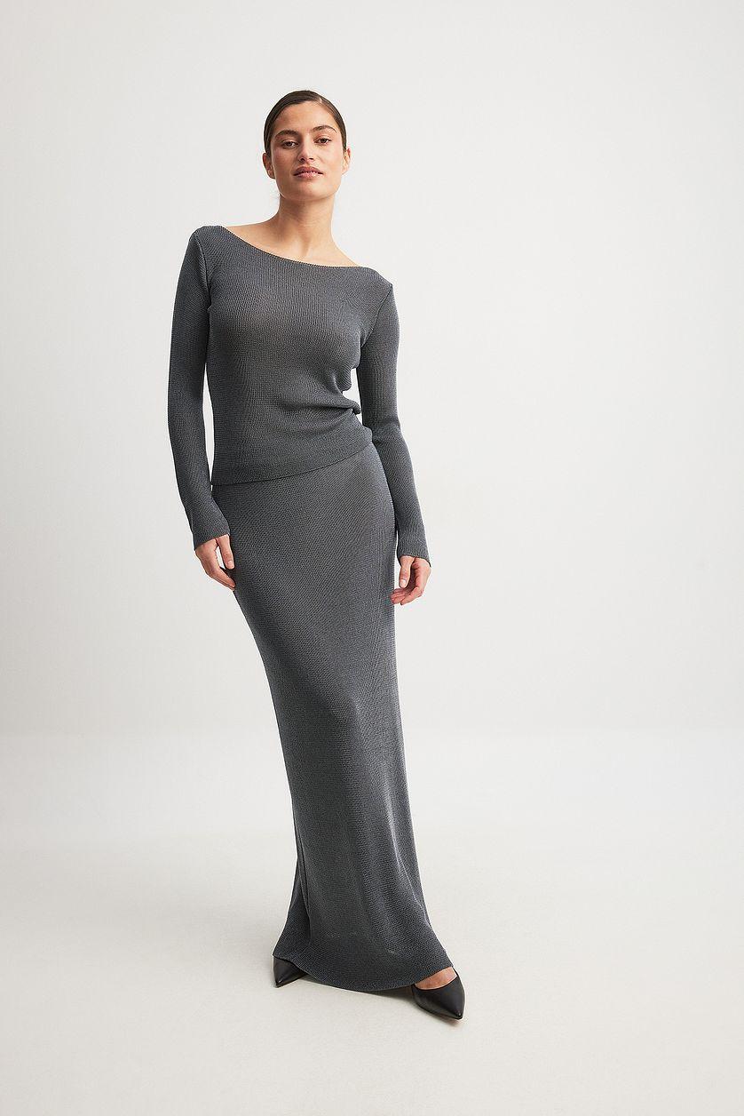 Metallic Knitted Maxi Skirt Product Image