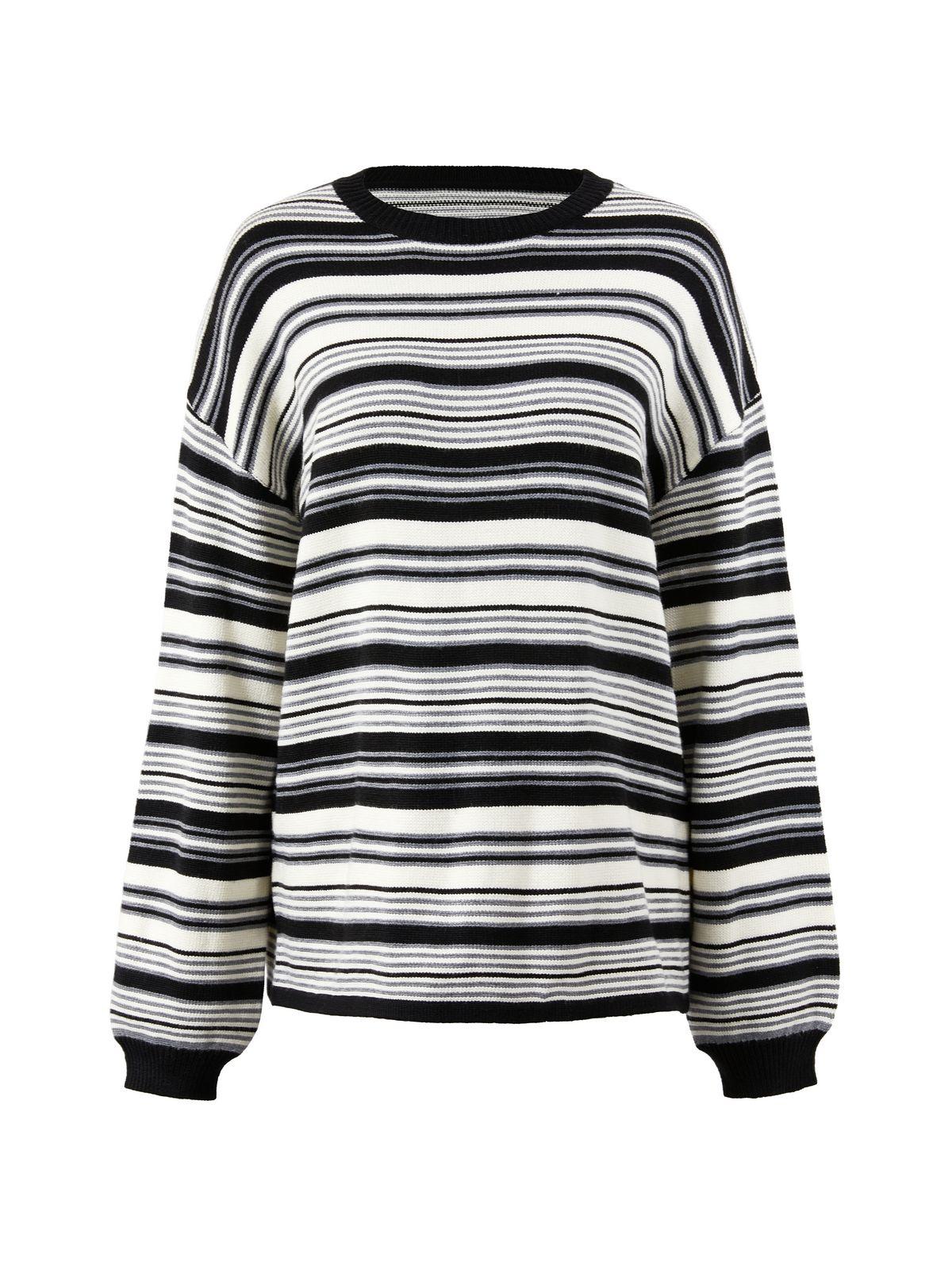 Vintage Striped Crew Neck Pullover Sweater Product Image