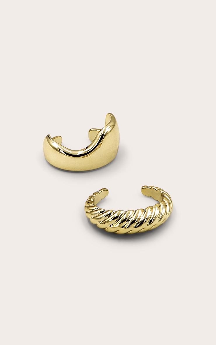 Gold Abstract and Baguette Cuff Set Product Image