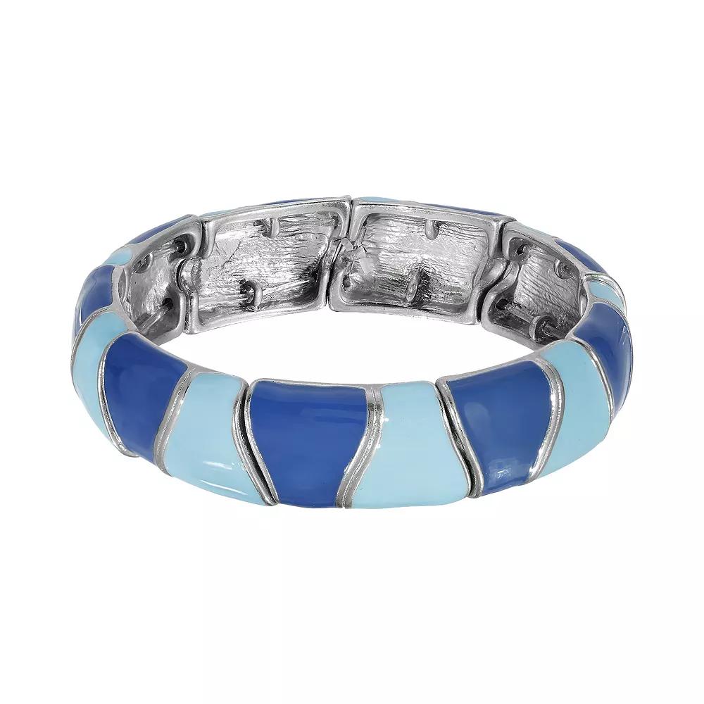 1928 Two Color Enamel Stretch Bracelet, Women's, Blue Product Image